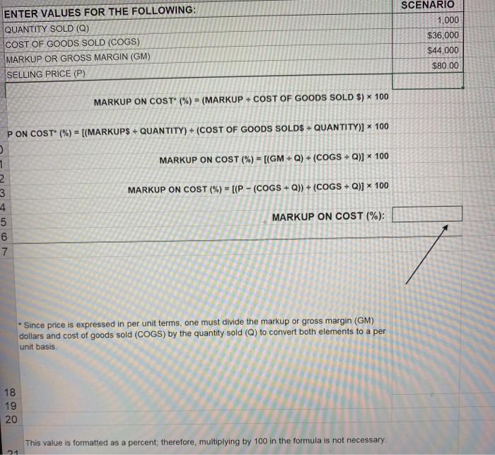 Solved ENTER VALUES FOR THE FOLLOWING: QUANTITY SOLD (Q) | Chegg.com