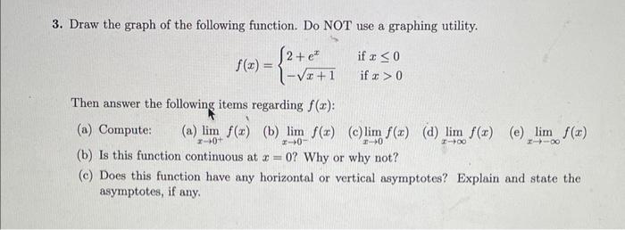 Solved 3. Draw the graph of the following function. Do NOT | Chegg.com