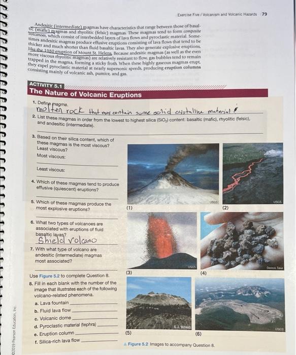 Solved Exercise Five / Volcanism And Volcanic Hazards 79 | Chegg.com