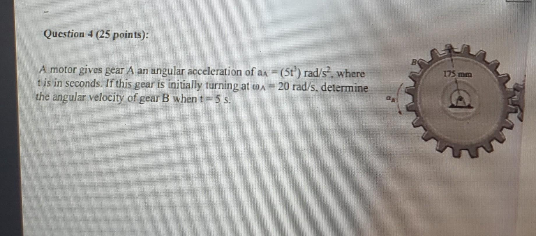Solved A motor gives gear A an angular acceleration of