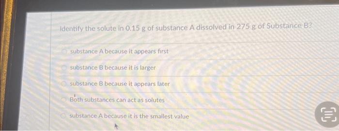Solved Identify the solute in 0.15 g of substance A | Chegg.com