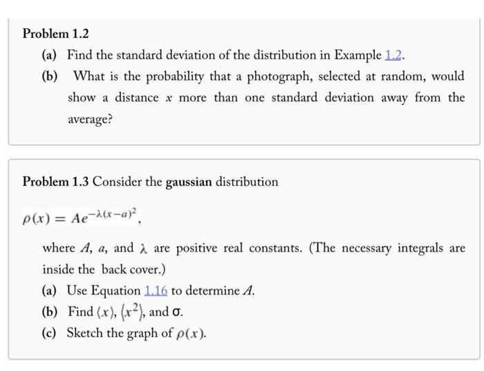 Solved Problem 1.2 (a) Find the standard deviation of the | Chegg.com