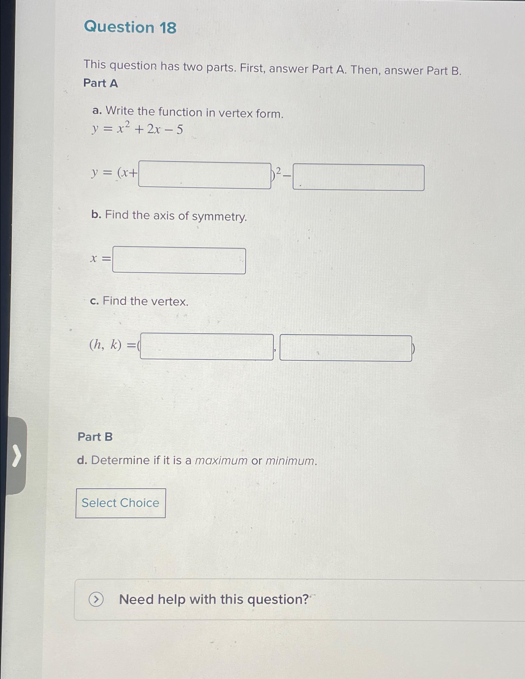 Solved Question 18This Question Has Two Parts First Answer Chegg Com   Image