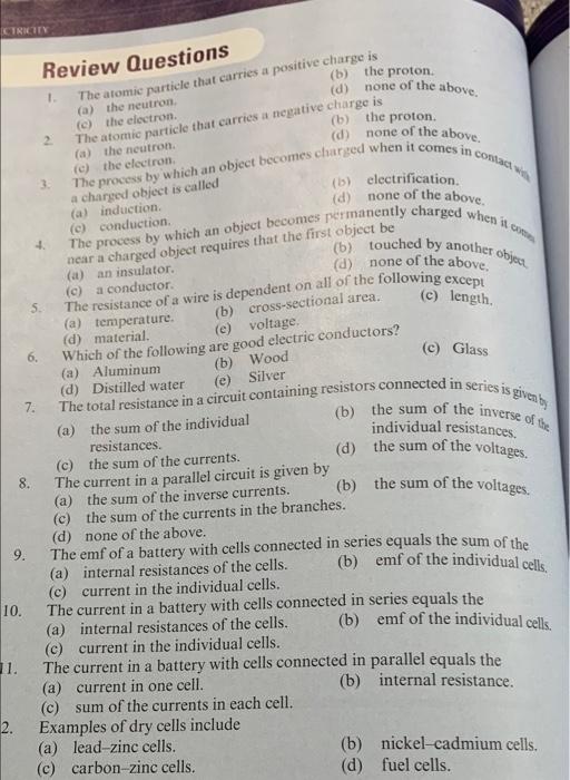 Solved CIRCITY (b) The Proton (d) None Of The Above, Review | Chegg.com