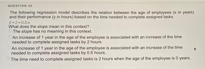 Solved QUESTION 22 M The Following Regression Model | Chegg.com