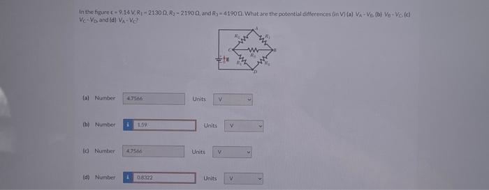 Solved VC−VD and (d)VA−VC ? (a) Number Units (b) Numbor | Chegg.com