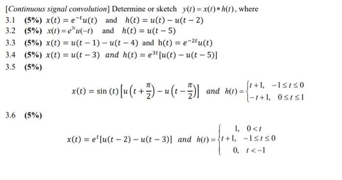Solved [Continuous signal convolution] Determine or sketch | Chegg.com