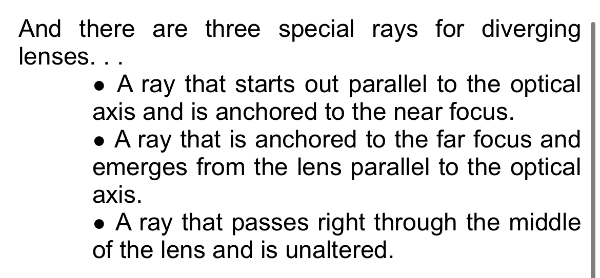 Solved And there are three special rays for diverging | Chegg.com