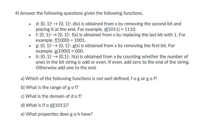 Solved 4) Answer the following questions given the following | Chegg.com