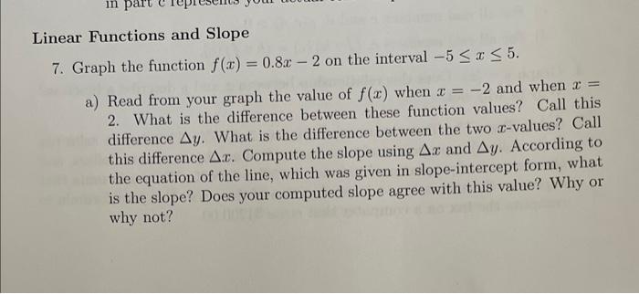 Solved Linear Functions and Slope 7. Graph the function | Chegg.com