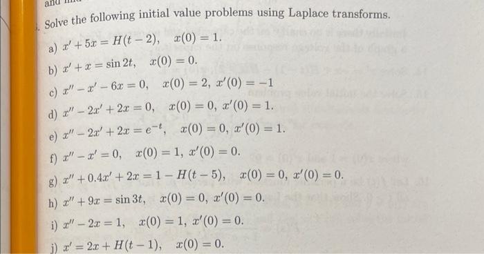 Solved Solve the following initial value problems using | Chegg.com