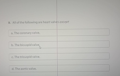 Solved All of the following are heart valves excepta. ﻿The | Chegg.com