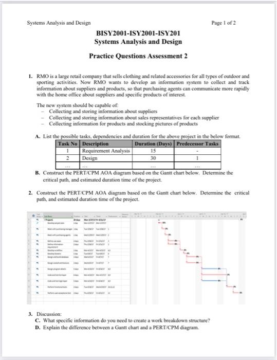 Solved Page 1 of 2 Systems Analysis and Design | Chegg.com