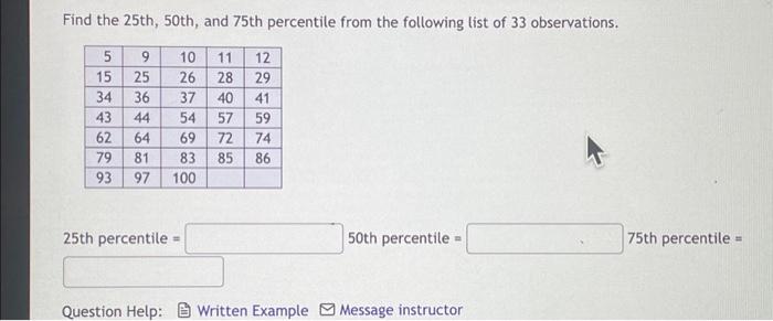 Solved Find The 25th 50th And 75th Percentile From The Chegg Com   Image