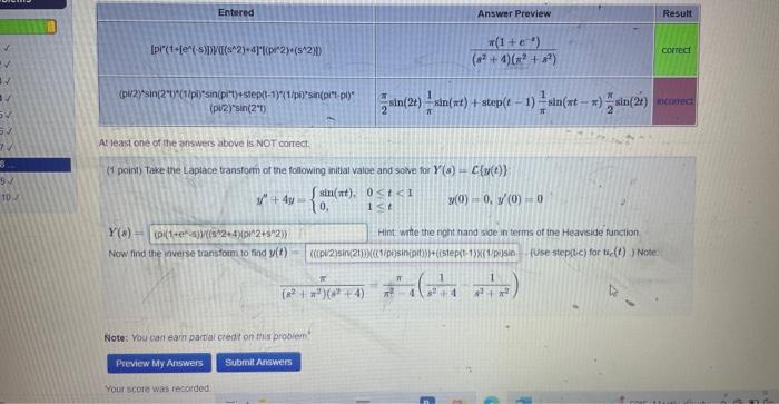 Solved The first part Y(s) is already solved. I just need | Chegg.com