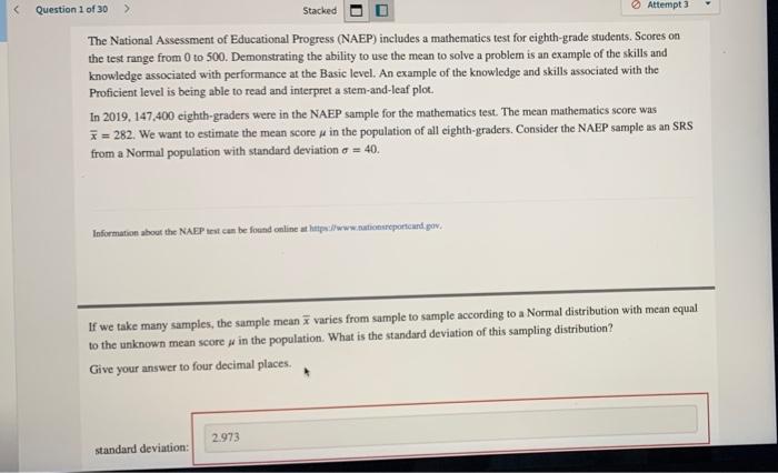 Solved Question 1 of 30 Stacked Attempt 3 The National | Chegg.com
