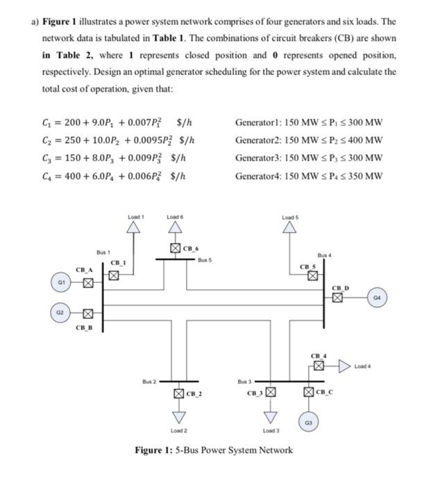 Solved a) Figure 1 illustrates a power system network | Chegg.com
