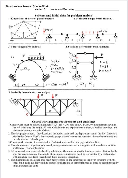 Structural Mechanics. Course Work. Variant 3. Name | Chegg.com