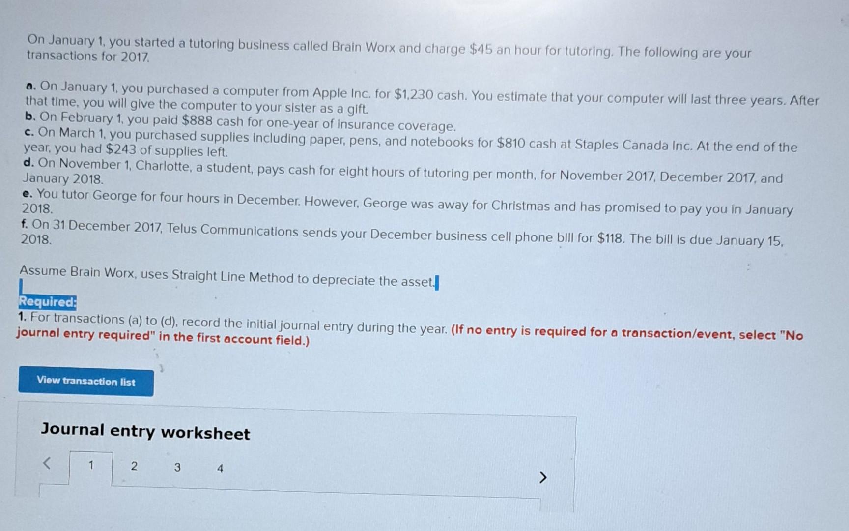 Solved On January 1 you started a tutoring business called