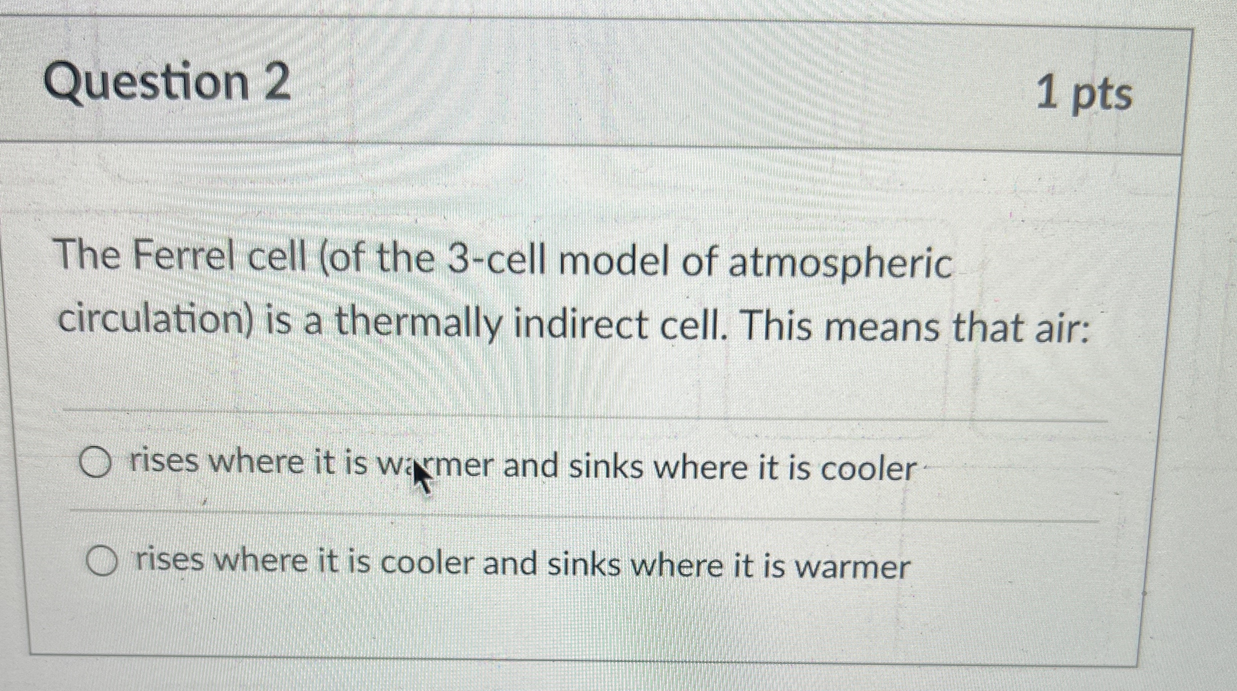 Solved Question 21 ﻿ptsThe Ferrel cell (of the 3-cell model | Chegg.com