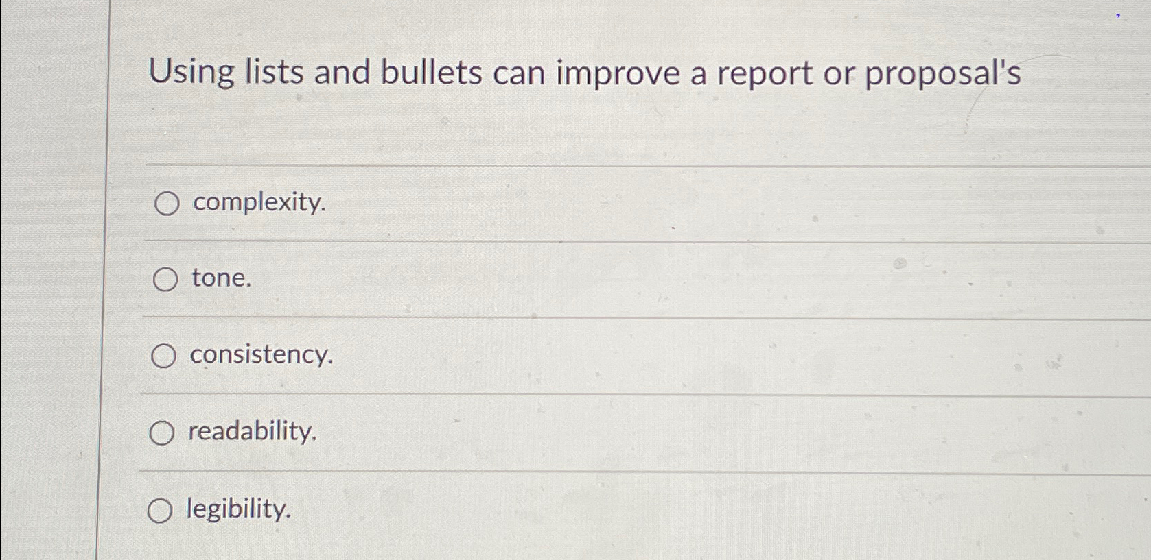 Solved using lists and bullets can improve a report or chegg