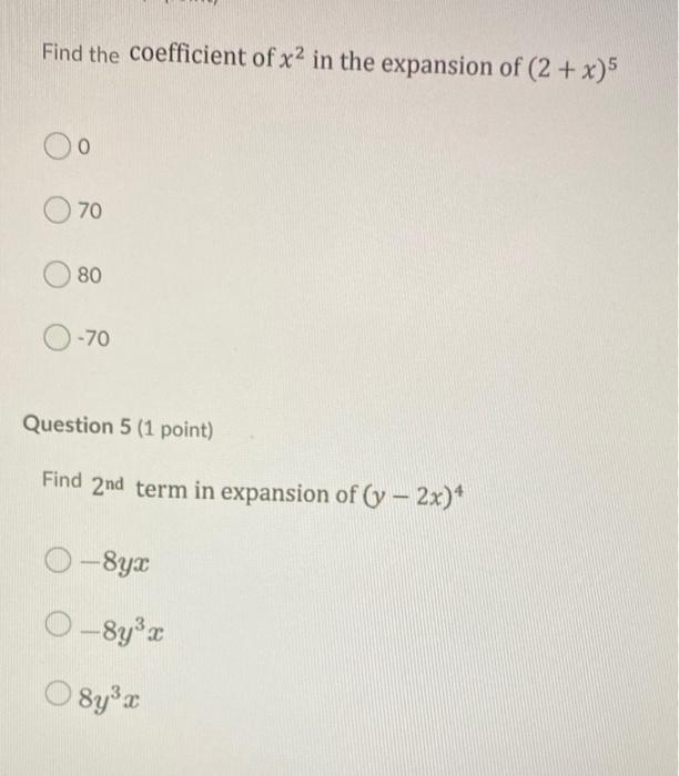 Solved Find the coefficient of x2 in the expansion of (2 + | Chegg.com