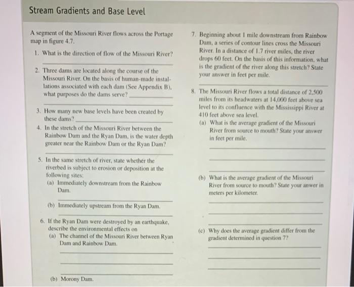 Solved Stream Gradients and Base Level A segment of the | Chegg.com