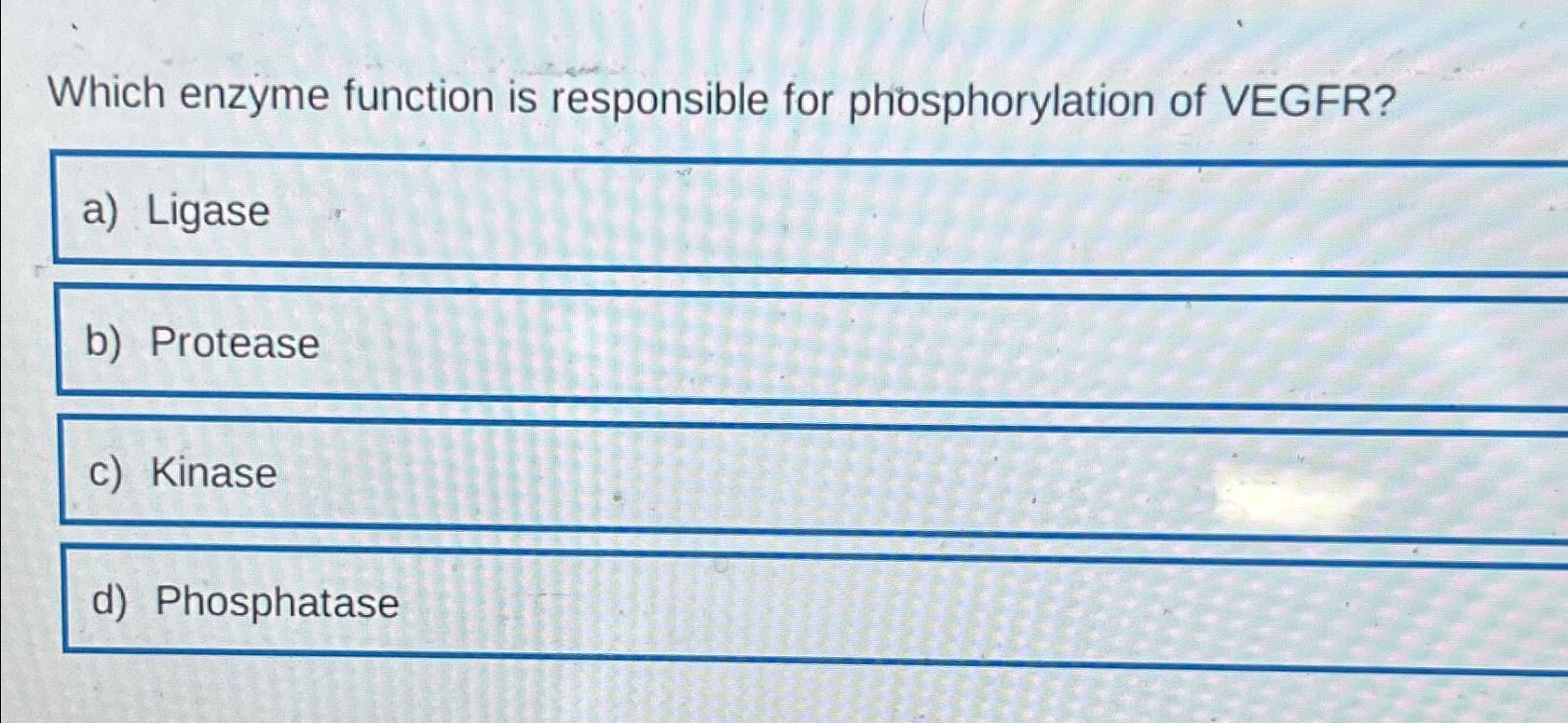 Solved Which enzyme function is responsible for