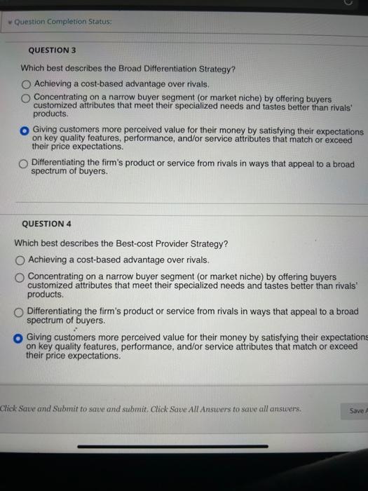 Solved Which best describes the Low Cost Provider Strategy?