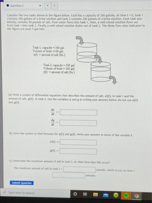 Solved Question 2 Consider the two tanks shown in the | Chegg.com