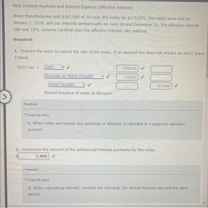 Solved Note Interest Payment and Interest Expense (Effective | Chegg.com