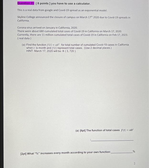 Solved Question 2] [ 8 points ] you have to use a | Chegg.com