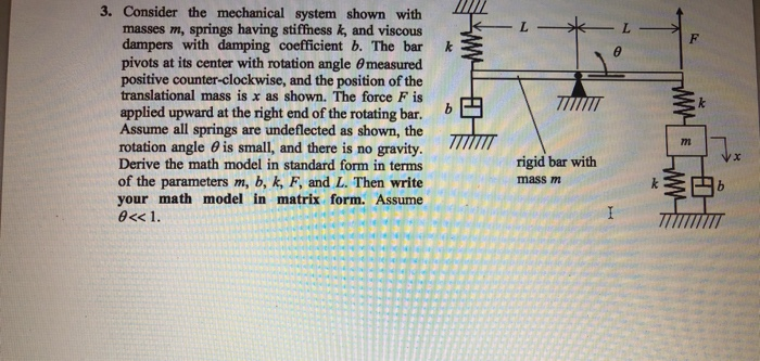 Solved 3. Consider the mechanical system shown with masses | Chegg.com