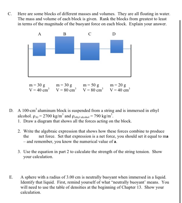 Solved c. Here are some blocks of different masses and | Chegg.com