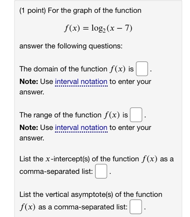 Solved 1 Point For The Graph Of The Function F X Log2