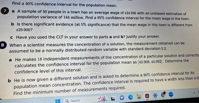 Find a 90% confidence interval for the population | Chegg.com