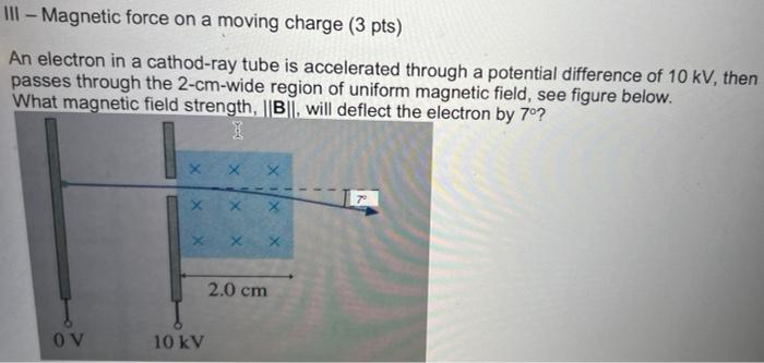 Solved III - Magnetic force on a moving charge (3 pts) a An | Chegg.com