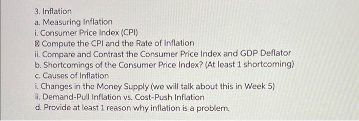 Solved 3. Inflation A. Measuring Inflation I. Consumer Price | Chegg.com