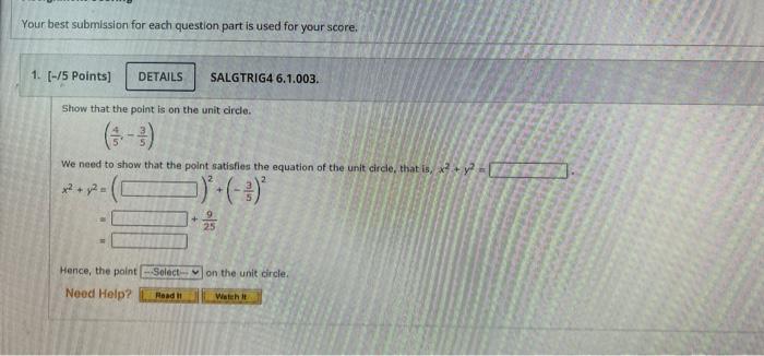 Solved Your best submission for each question part is used | Chegg.com