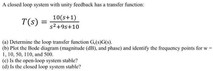 A closed loop system with unity feedback has a | Chegg.com