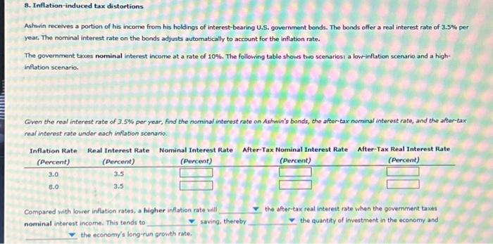 Solved 8. Inflation-induced tax distortions Astwwin receives | Chegg.com
