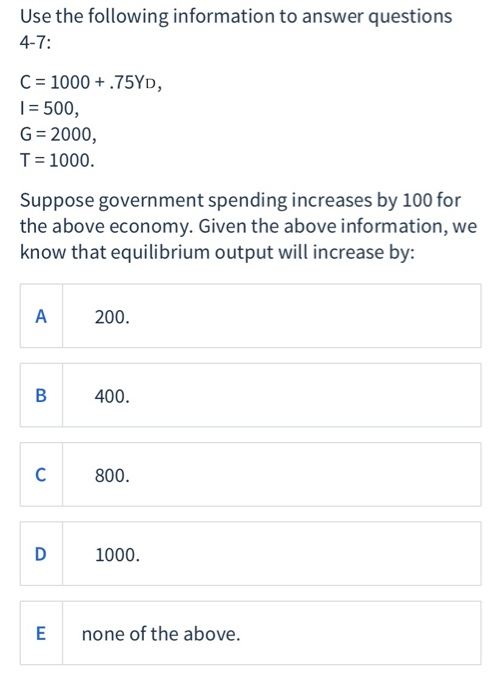 Solved Use The Following Information To Answer Questions | Chegg.com