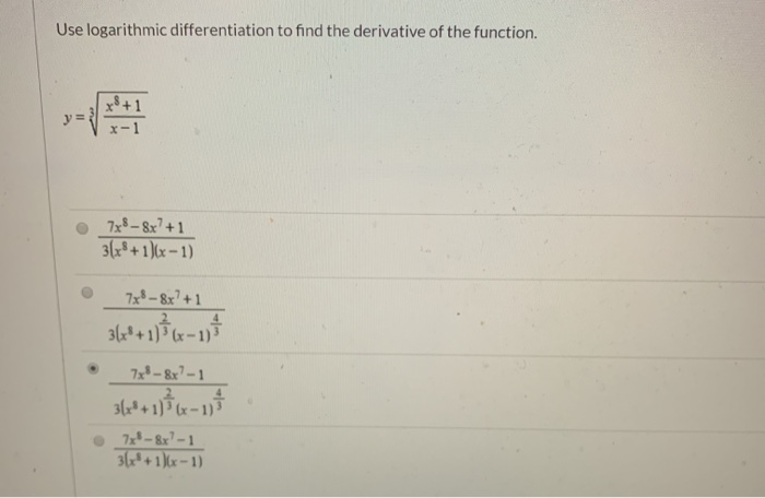 Solved Use logarithmic differentiation to find the | Chegg.com