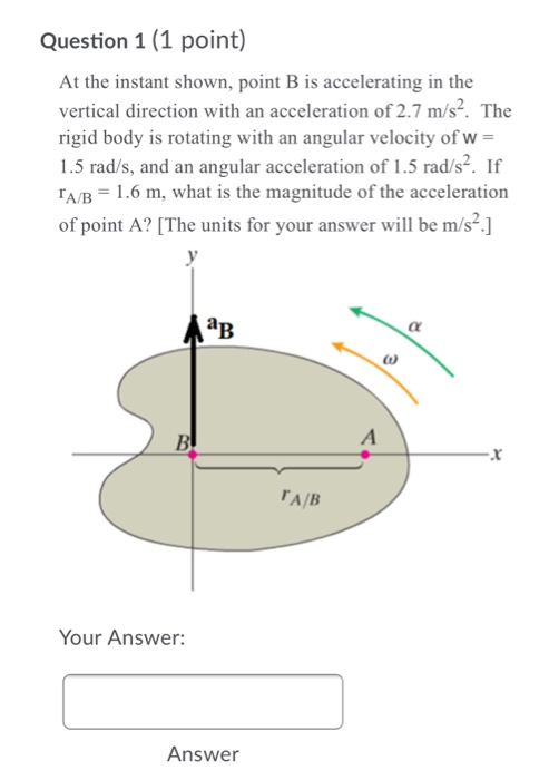 Solved Question 1 (1 Point) At The Instant Shown, Point B Is | Chegg.com