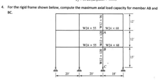 Solved 4. For the rigid frame shown below, compute the | Chegg.com