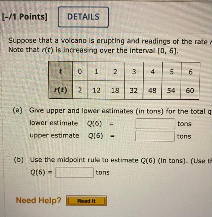 Solved Suppose That A Volcano Is Erupting And Readings Of | Chegg.com