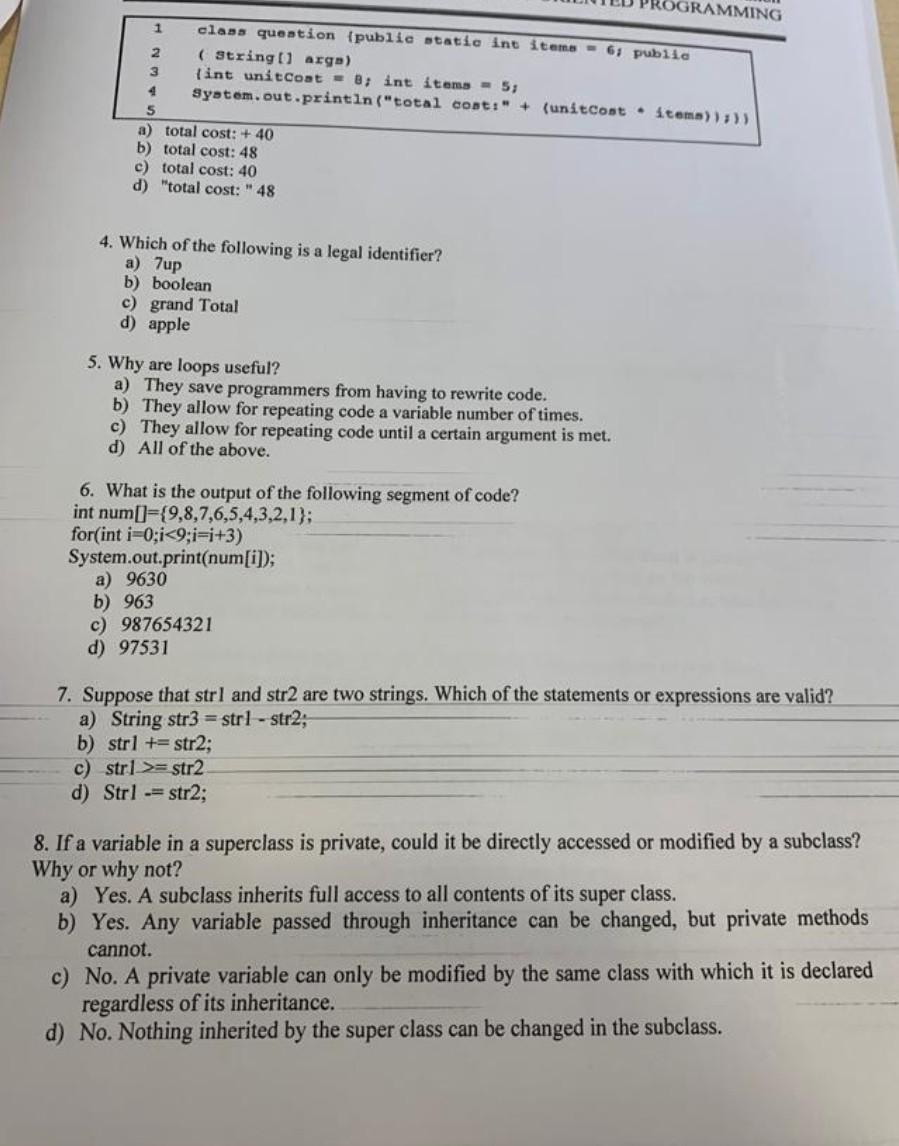 Solved Question 2: (15×2=30 points) In the following | Chegg.com
