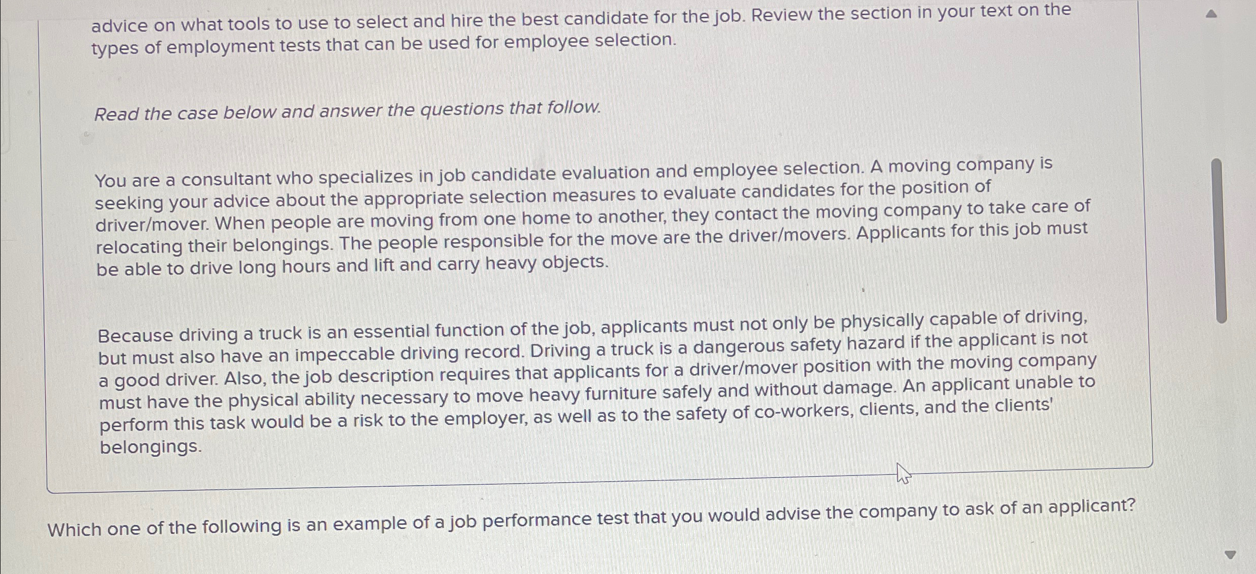 Solved advice on what tools to use to select and hire the | Chegg.com