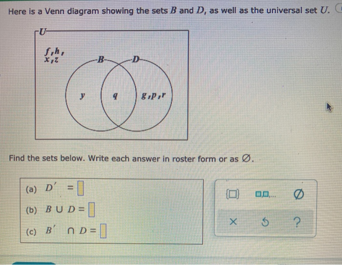 Solved Here Is A Venn Diagram Showing The Sets B And D, As | Chegg.com