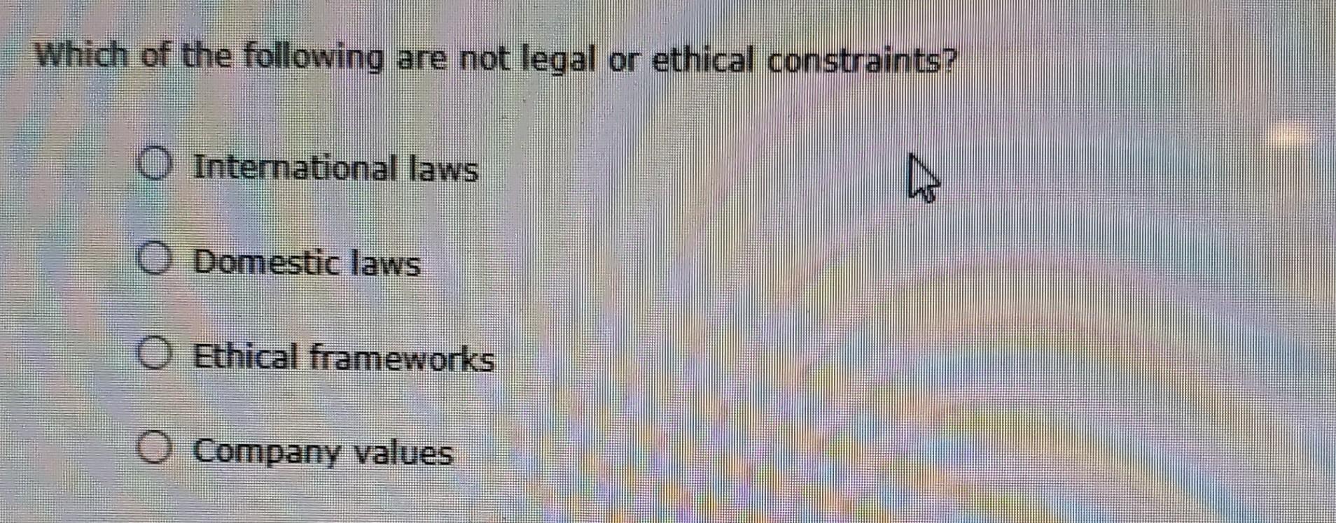 Which Of The Following Are Not Legal Or Ethical | Chegg.com